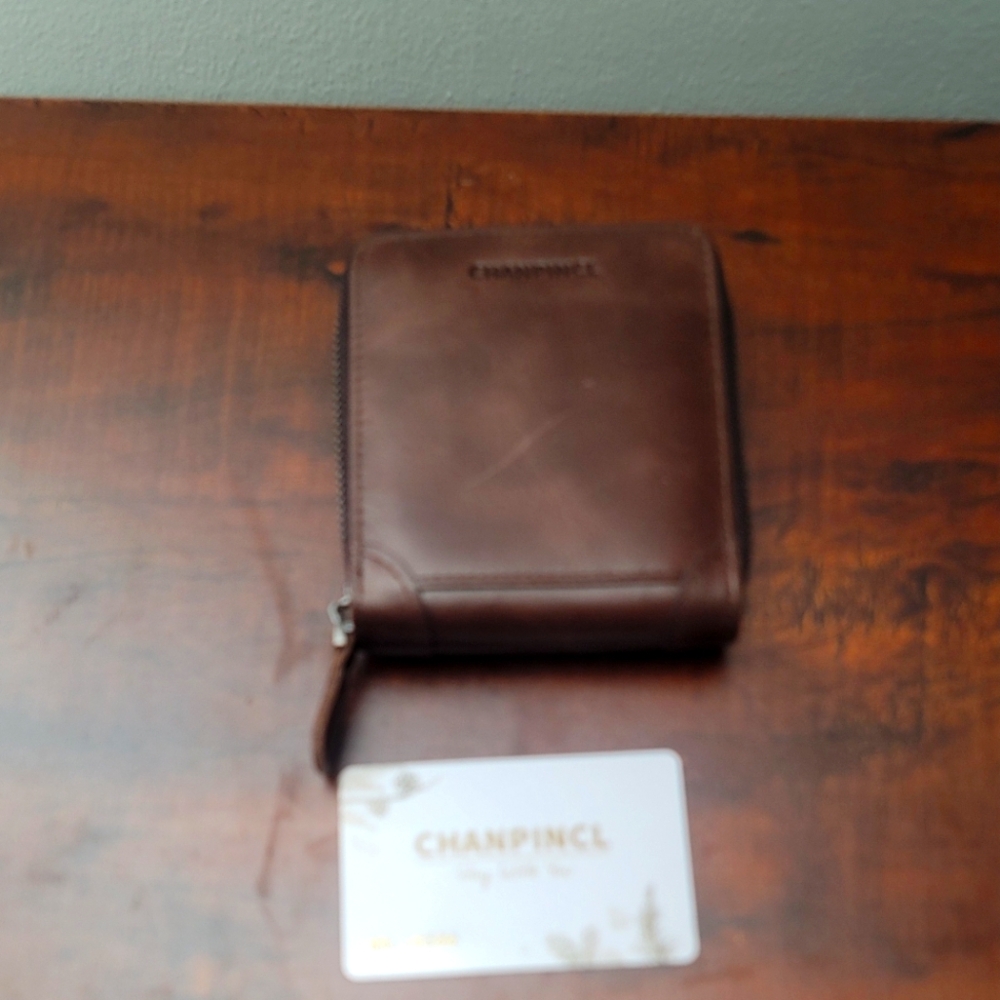Mens Genuine Leather Zipper Wallet RFID Secure Large Capacity Double Fold Multi-